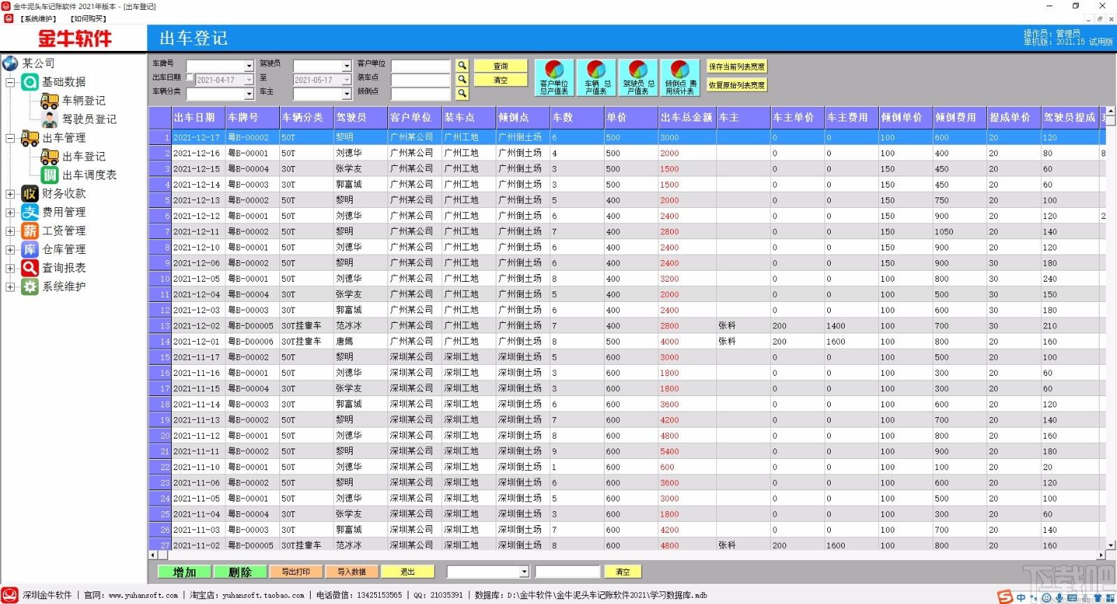 金牛泥头车记账软件,泥头车记账,记账软件